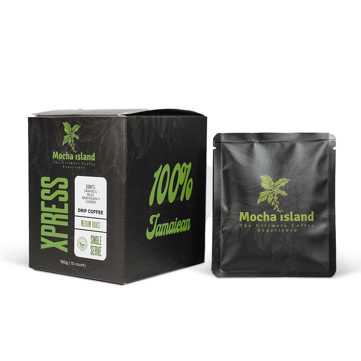 Mocha Island XPRESS 100% Jamaica Blue Mountain Drip Coffee- 10 count